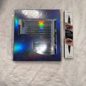 Curved Eyebrow Pencil and Magnetic Lashes Set - Black